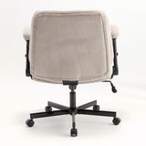Chair with Wheels and Flip Arms-Comfy Fabric Cross Legged Office Chair with Thick Cushion&Wide Seat, 28317778