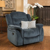 Classic Design, Steel Gray Plush Fabric, Glider Recliner 57412.00FSTL