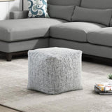 Square Pouf Chenille Fabric Upholstery Modern Ottoman, Footstool, Non-Slip Floor Pouf, Bean Bag B011P251649