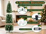 6ft Pre-Lit Slim Pencil Christmas Tree with 8 Light Modes & Remote Timer, Flame Retardant PVC, 05776987