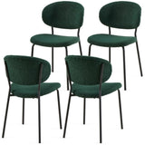 Dark Green Boucle Fabric Dining Chairs Set of 4, Mid-Century Modern Dining Chairs, Kitchen Dining W1164P195043