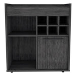 ZUN Smokey Oak 6-Bottle 2-Shelf Bar Cabinet B06280240