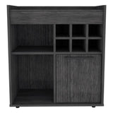 ZUN Smokey Oak 6-Bottle 2-Shelf Bar Cabinet B06280240