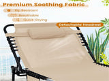 Oversized Patio Chaise Lounge, 27" Wide 4-Position Adjustable Backrest Folding Tanning Chair-Beige 16283280