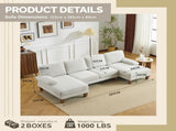 U-Shaped Convertible Sectional Sofa with 2 Chaise Lounges, 4-Seater Modular Couch with Removable & 93592549