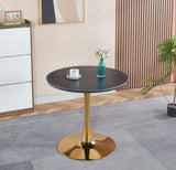 31.5"GOLDEN AND BLACK Tulip Table Mid-century Dining Table for 2-4 people With Round Mdf Table Top, W234P283828