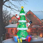 ZUN 8FT Inflatable Santa Claus Snowman On Christmas Tree w/LED Lights Outdoor Decor 07288823