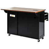 K&K 54.5" Farmhouse Kitchen Island with Power Outlet, Kitchen Storage Island with Internal Storage N707P170349B