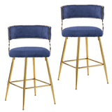 2pcs Thick Corduroy Gold-plated Iron Feet Bar Stool Blue 93452070