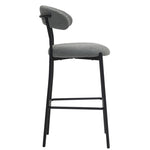 ZUN 26'' Counter height bar stools Teddy fabric cover kitchen island counter bar stool with black powder W2215P196283