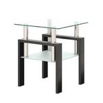 ZUN 1-Piece Modern Tempered Glass Tea Table Coffee Table End Table, Square Table for Living Room, W241104199