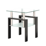 ZUN 1-Piece Modern Tempered Glass Tea Table Coffee Table End Table, Square Table for Living Room, W241104199