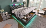 Queen size Upholstered bed, 360 surround LED function, Buttons/Apps/Remote Control, hydraulic N736P188807B