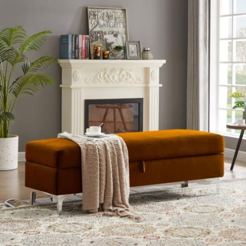 ZUN Storage Bench Solid Color 2 Seater Furniture Living Room Sofa Stool 69889409