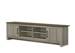 ZUN Nyla 68.5"W Gray Oak TV Stand with Shelves and Cabinet Doors B061P234543