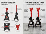 3 Ton Jack Stands Pair, HeavyDuty Adjustable Steel Car Jack Stands with Locking Pin, Safety Lifting 35123553