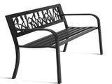 49in PVC Tulip Backrest Iron Bench Black 20295532