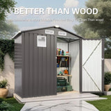 6X4 FT Metal Outdoor Storage Shed, Tool Shed with Pitched Roof Watertight with Positive Window and W3213P309350