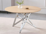 37Inch Round Dining Table, Small Round Kitchen Table With Silver Metal Legs, Suitable For 2 To 4 W3357P395501