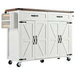 ZUN K&K 53.5''Farmhouse Kitchen Island with Power Outlet, Kitchen Storage Island with Drop Leaf, Spice N707P170348W