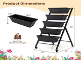 Vertical 5-Tier Raised Garden Bed with Wheels & Removable Planter Boxes for Patio Balcony 61745860
