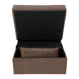 ZUN Modern Lift Top Storage Bench with Pull-out Bed 1pc Brown Velvet Tufted Solid Wood Furniture B011P170004