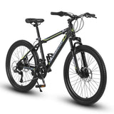 S24102 24 Inch Mountain Bike Boys Girls, Steel Frame, Shimano 21 Speed Mountain Bicycle with Daul W709P294014