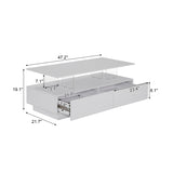 Modern White Rectangular LED Lights Coffee Table with 2 drawers in 47.2" N735P250962K