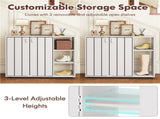 Adjustable Shelf Shoe Cabinet, 2-Door Enclosed 3-Tier Open Storage Organizer for Entryway-White 34855833
