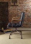 ZUN Vintage Blue Swivel Office Chair with Casters B062P189214