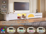ON-TREND Modern TV Stand with Fluted Glass Door for TVs Up to 100", Media Console with Sliding Door N721P198932K