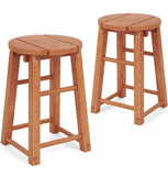 2 PCS 18-Inch Outdoor Wood Bar Stools Set 27100467