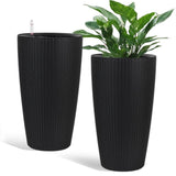 ZUN Indoor/Outdoor Modern The appearance is made of imitation rattan Design Planter,22.5 inch Black W2885P253132