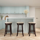 30" Bar Stool, Espresso Finish, Beige Fabric Seat B04660667