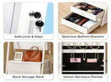 White MDF, painted finish, 1 door 2 fabric drawers 1 shelf, jewelry mirror cabinet 77137697