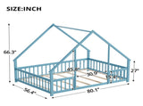 Full Size Floor Bed Triangle Roof Frame and Support Bed Slats, Montessori Kids Playhouse Bed 73003156