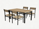5-Piece Dining Table Set for 4, 47.24" Dining Table with 4 Upholstered Linen-Look Chairs, Black W3895P551450