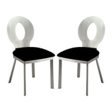 Set of 2 Microfiber and Metal Side Chairs in Silver and Black Finish B016P156809