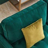 ZUN 70'' Modern button tufted sofa with 2 throw pillows for living room,Velvet sofa, Emerald 82150454