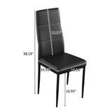 4pcs Elegant Dining Chairs with 6 Grids Decoration Backrest White Cushion Black 69161445