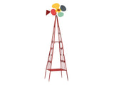 6.2ft Red 4-Blade Iron Windmill with 4-Leg Stand and Storage Shelf 54238030