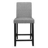 ZUN Counter Height Chairs Set of 2 Black Finish Upholstered Gray Padded Seat Back Transitional Dining B011P168511