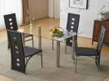 5 Pieces Dining Table Set for 4, Kitchen Room Tempered Glass Dining Table, 4 34557652