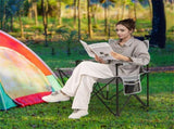 Oversized Foldable Camping Chair with Side Table & Cup Holder, 330 LBS Capacity for Outdoor Use-Gray 11091693