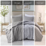 3 Pc solid soft bedding set modern style King/Cal King 100% cotton all season sheets-Charcoal sateen B035P309787