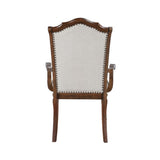 Formal Traditional Design Armchair Set of 2 Cherry Finish Fabric Upholstery Nailhead Trim Wooden B011P239542