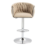 360&deg Fabric cover Swivel Bar Stools Set of 2, Adjustable Counter Height Bar Chairs with Woven 94403667