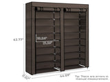 Double Row 10-Tier Non-Woven Fabric Shoe Cabinet with Iron Pipes and Plastic Components, Brown 47364697