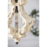 Farmhouse Chandeliar, Distressed White Pendant French Country Wood Chandelier for Living Room Foyer, W2078137031