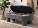 Gray 42 Inch Corduroy Storage Bench, Plush Foam Cushion & Hidden Compartment, 400LBS Seat Weight 51915597